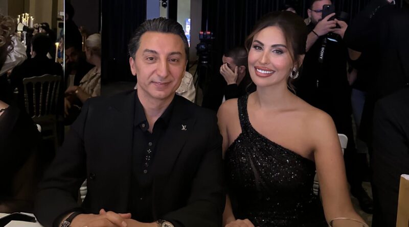 النجمة مي سليم تتألق من تصاميم المبدع ماهر غلاييني في حفل انتخاب Miss Arab world Europ.